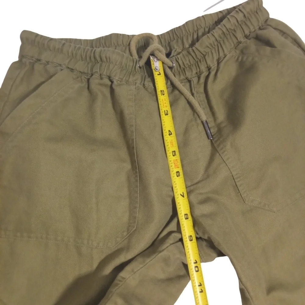 Quince  Olive Green Linen Cotton Blend Casual Pull-On Drawstring Pants Small
